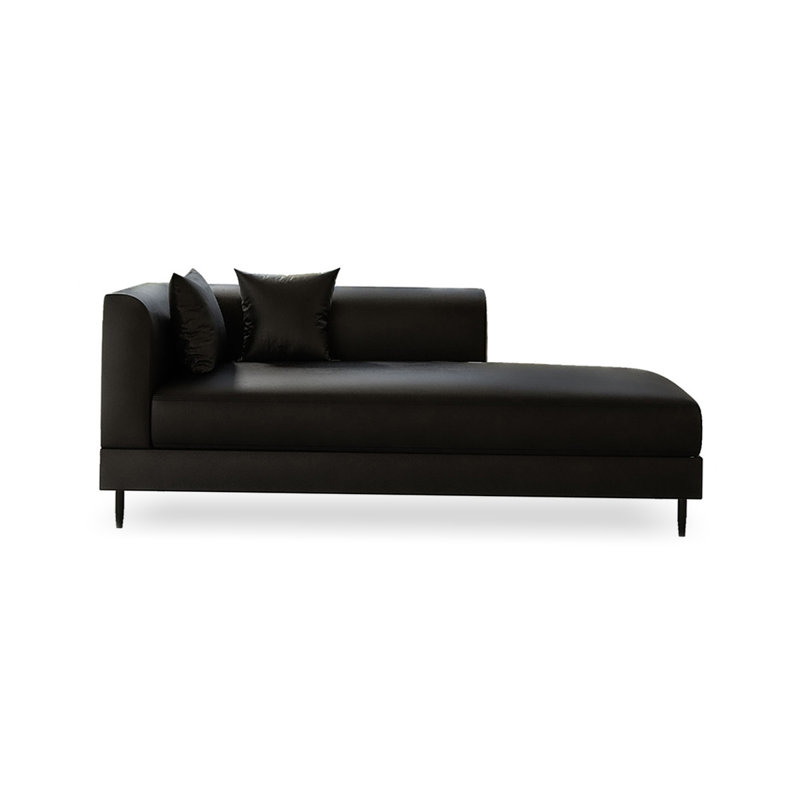 Modern luxury black bedroom lounge chair, Left Hand Facing