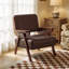 Fauteuil d'appoint rembourré de style moderne du milieu du siècle, de 66 cm de large, avec accoudoirs et pieds en bois massif-1587389814-1587389810