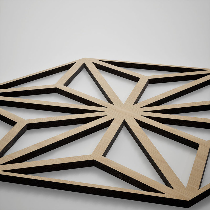 Hampton Decorative Fretwork Wood Wall Panels, Small, 11 3/8"W x 13 1/8"H x 3/8"T, White Oak, 13.125" H x 11.375" W x 0.375" D