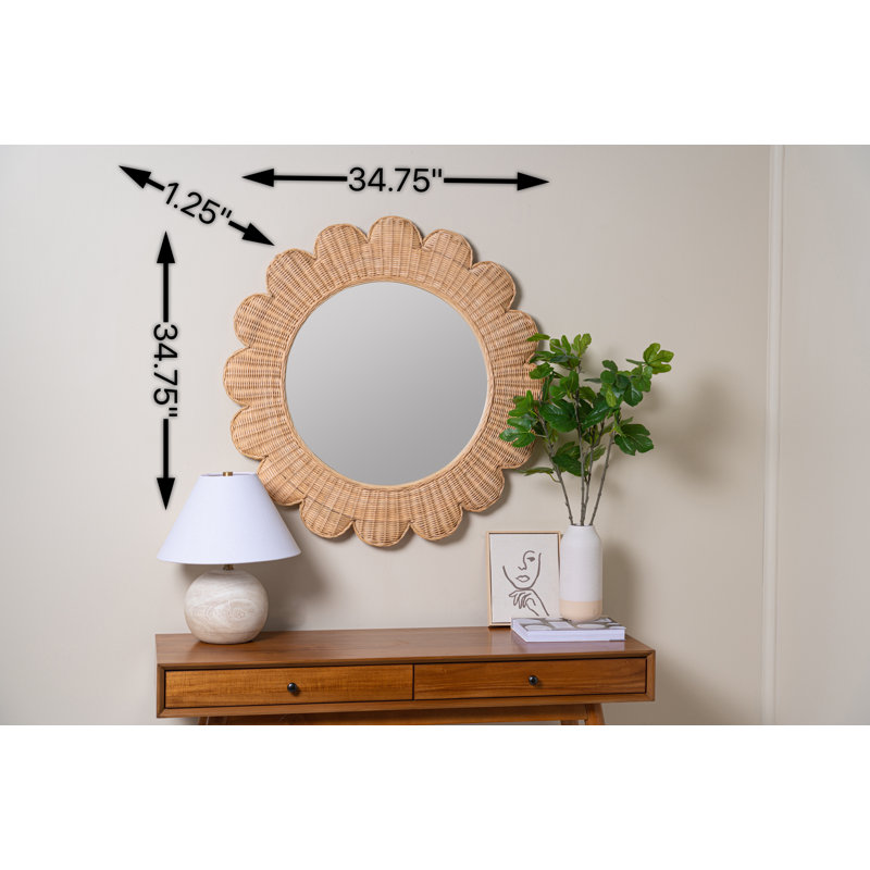 Sonia Scalloped Rattan Mirror