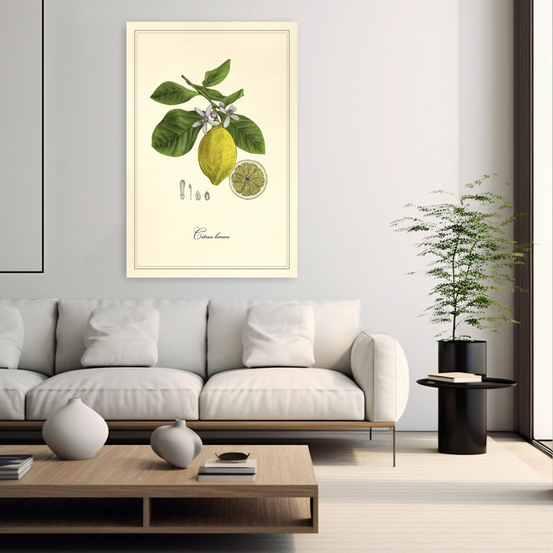 Citron et fleurs rétro, art floral rétro, H 60 po x l 40 po