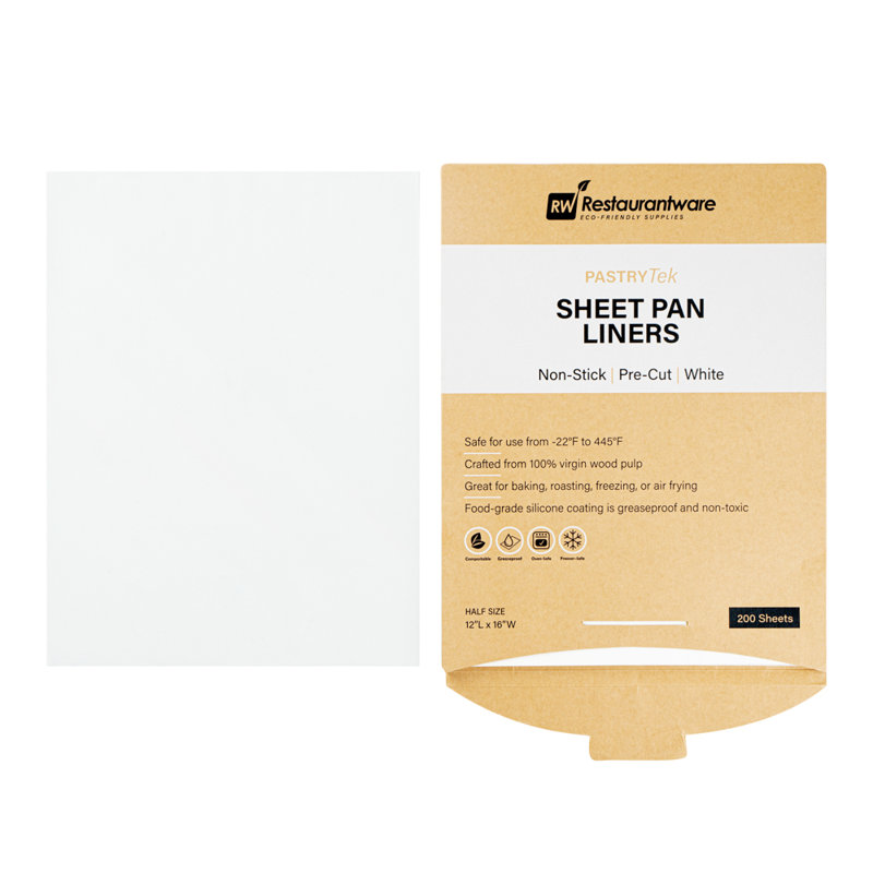 Feuilles de papier parchemin de 12 x 16 pouces, 200 plaques de cuisson résistantes aux graisses pour four - prédécoupées, revêtement en silicone double face, feuille de cuisson en papier blanc antiadhésif, demi-taille