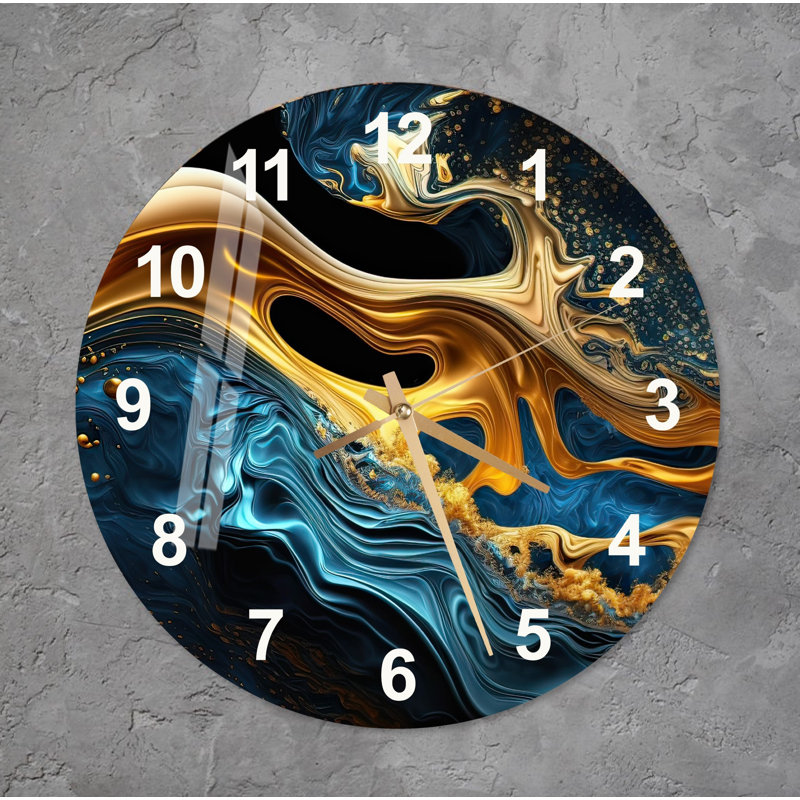 Horloge murale silencieuse en verre trempé de style abstrait, Blanc