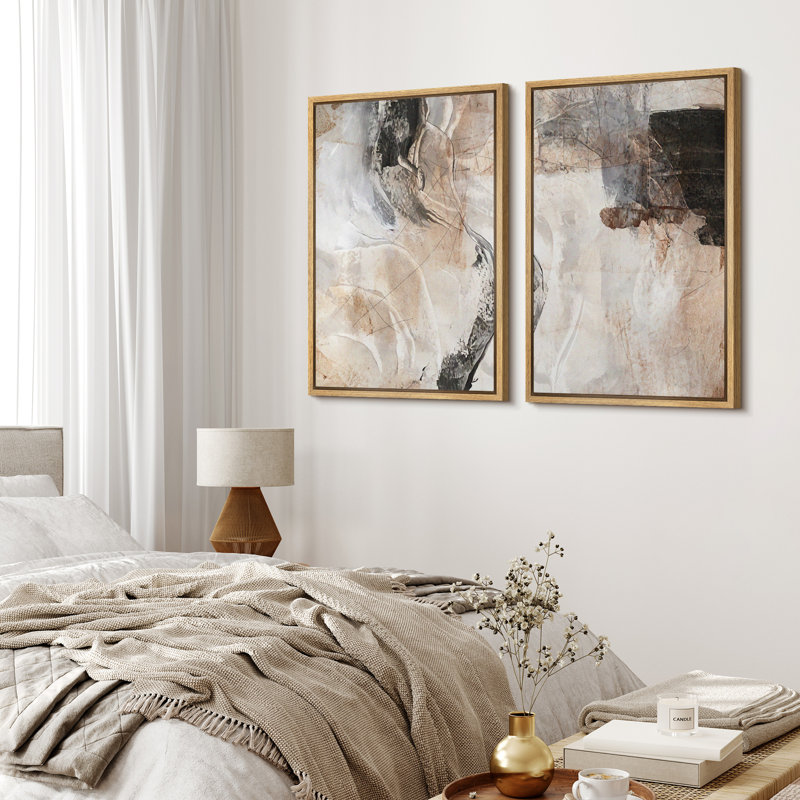 "Grunge Abstract Paint Stroke Effect", impression d'art moderne sur toile, 2 pièces, H 24 po x l 16 po x P 1,5 po, Brun