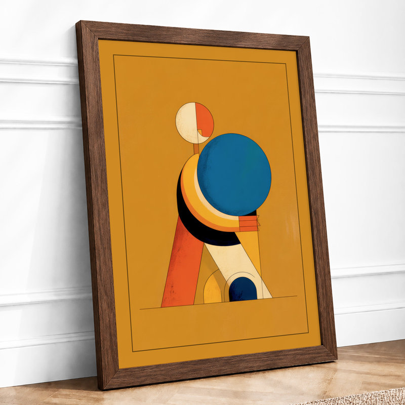 Abstract Figure with Geometry Geometric - Framed Print, Walnut, A3 - 42.0 x 29.7 cm