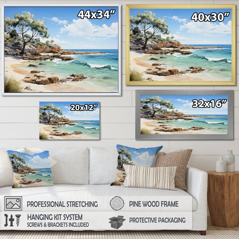 «Alvetta Cable Beach Broome II», reproduction sur toile, Cadre flottant noir, H 24 po x l 32 po x P 1 po