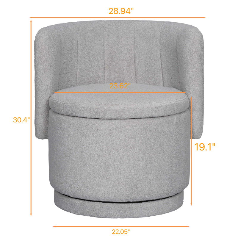 Chaise pivotante avec espace de rangement sous le siège, Boucle gris