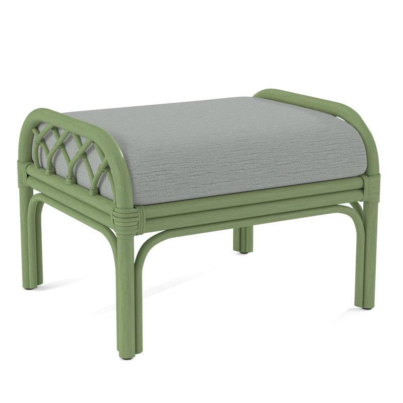 Edgewater Ottoman, Celery, White Performance Fabric; 0851-94