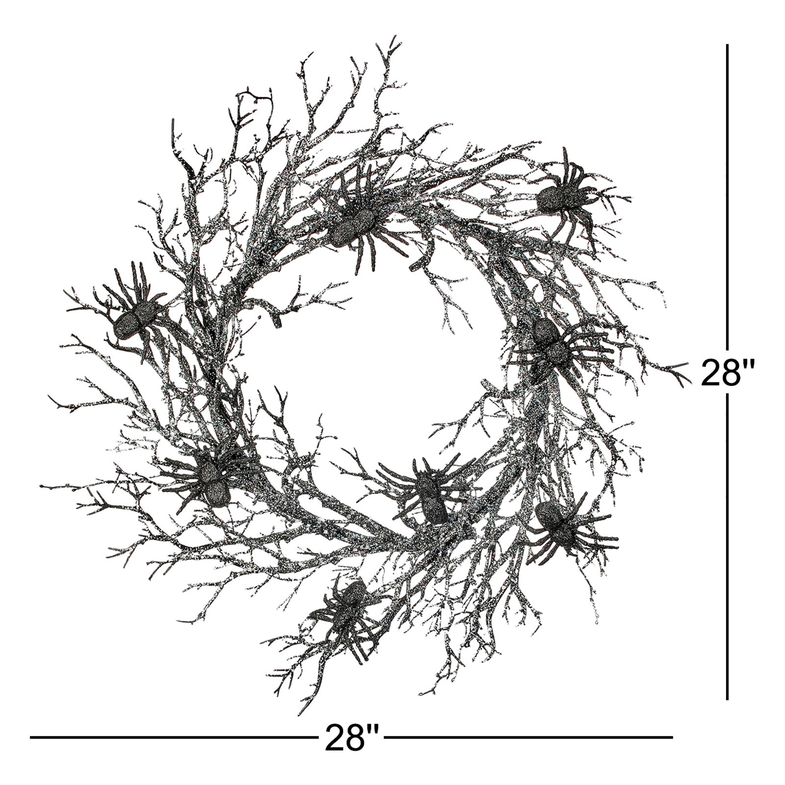 28" Glitter Branch Spider Wreath