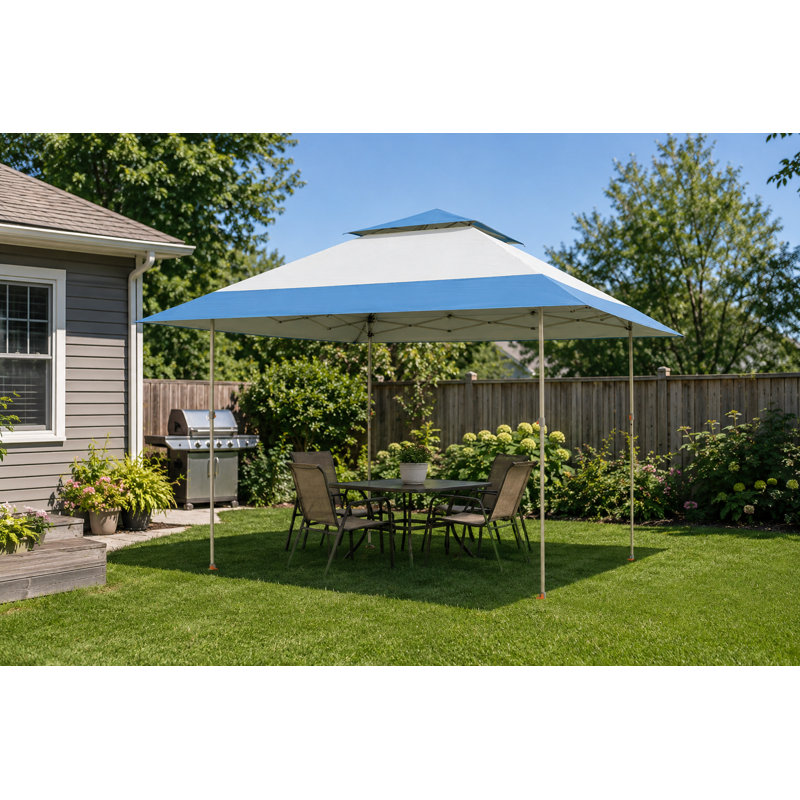 13x13 Pop Up Canopy Tent Gazebo With One Push Setup Outdoor Gazebo For Backyard Patio White&blue, Blue