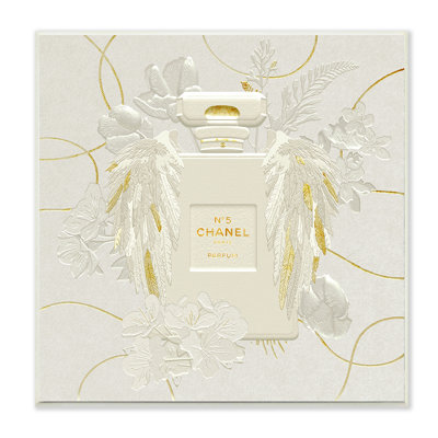 «Bright Elegant Glam Fashion Bottle White Florals» par Ziwei Li - impression d'art graphique