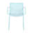Holiday - 4Pcs Light Blue Stackable PP Armchair For Indoor/Outdoor Use – Ergonomic Slatted Back With 55 Inch White Modern Long Table - Indoor/Outdoor- Lightweight PP Tabletop With Metal-604706582
