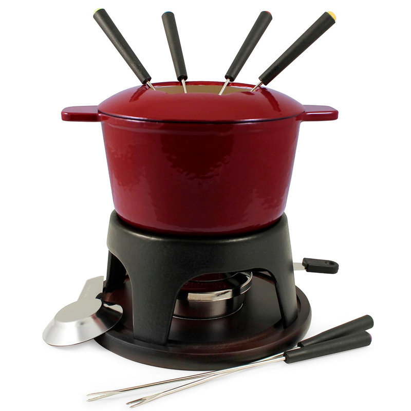 11-Piece Sierra Fondue Set - Cherry Red, Red