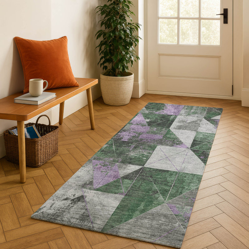Premium Machine Washable Fairwood AMF1888 Geometric Rug, Runner 2'3" x 7'6"