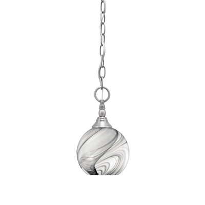 Mini-luminaire suspendu en chaîne avec verre tourbillon onyx de 5,75 po