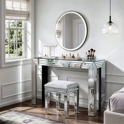 Mirrored Glass Console Table For Entryway Hallway Living Room Furniture