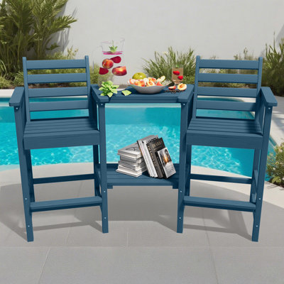 HDPE Tall Adirondack Chair Set with Removable Double Trays (Set of 2)