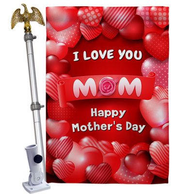 Ensemble de drapeaux en polyester 40 po x 28 po Love You Mom