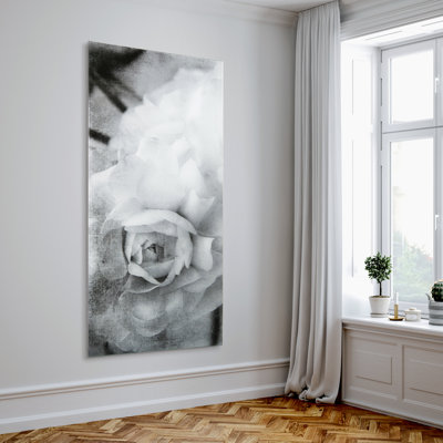 "Dark Ranunculus I A" Frameless Free Floating Reverse Printed Tempered Art Glass Wall Art
