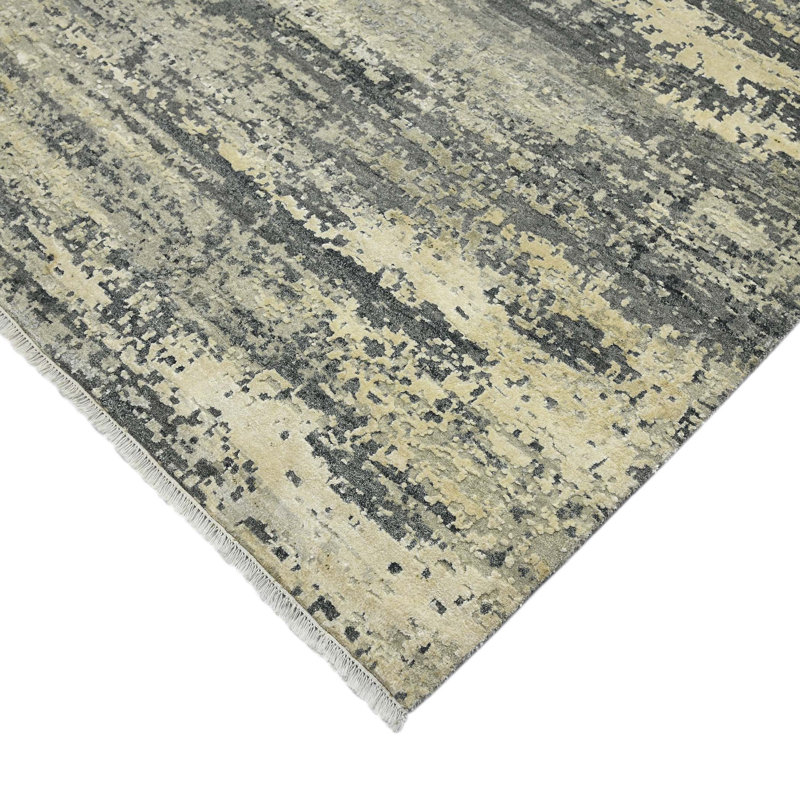 Mystique Wool Abstract Area Rug in Gray, Rectangle 8' x 10'