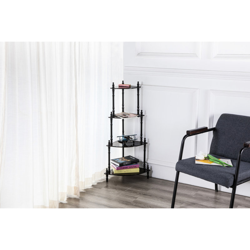 4 tablettes d'angle en bois de 39 po de hauteur, pour ranger des livres et des jeux de société