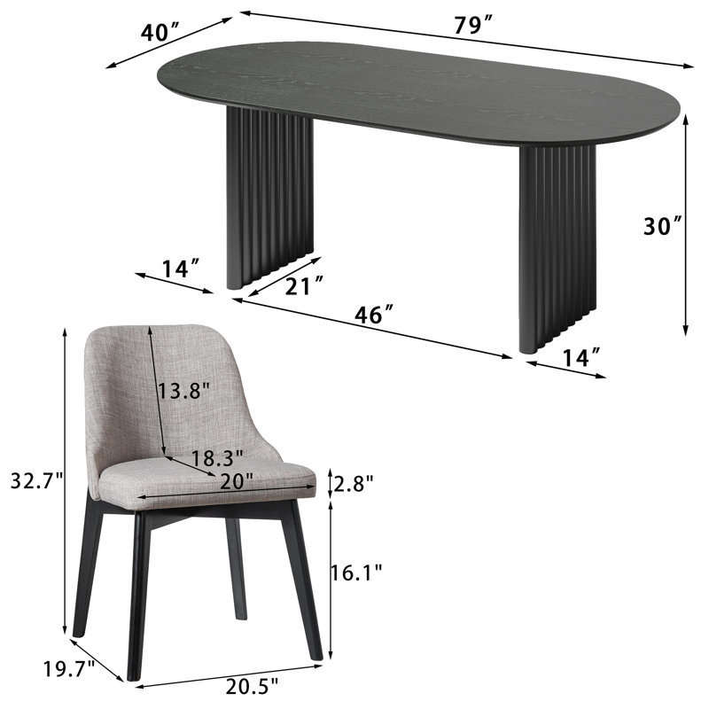 Janik 7 - Piece Oval Solid Wood Dining Table Set, Light Gray