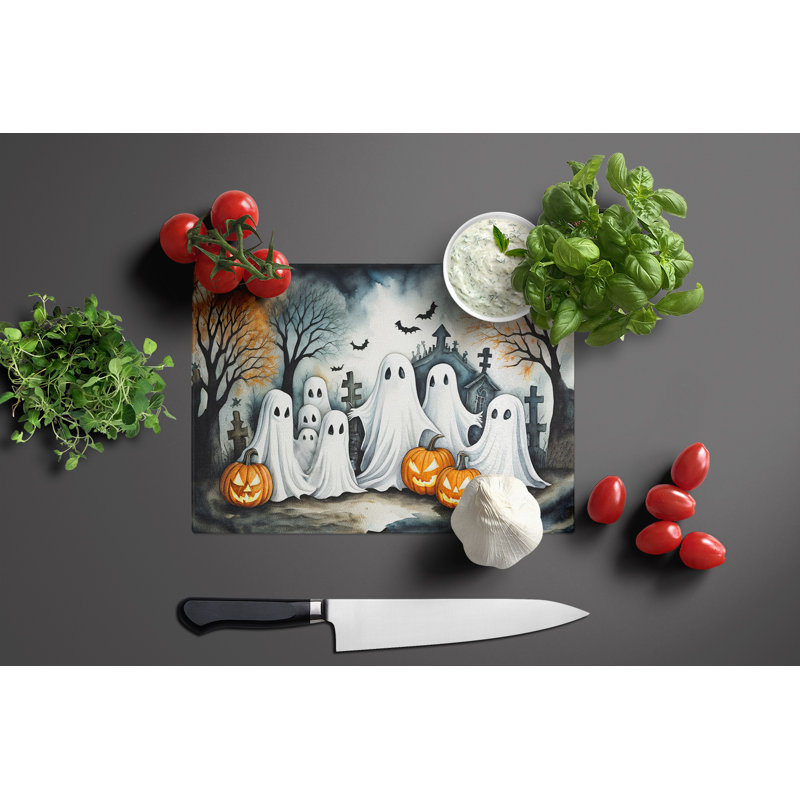 Ghosts Spooky Halloween Glass Cutting Board Large