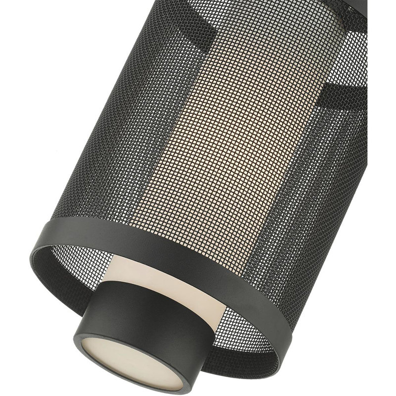 Light Pendant Opal White Glass Shade, 17.5" H x 9" W x 9" D, Black
