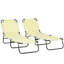 Méridiennes pliantes 2 pièces, chaises de bronzage d'extérieur avec dossier inclinable à 5 niveaux, structure en acier pour la plage, la cour, le patio, beige-129873767