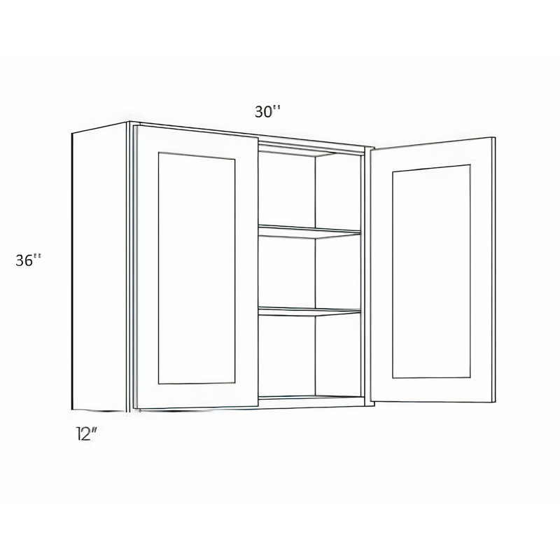 30"W x 36"H x 12"D Ready-to-Assemble Kitchen Wall Cabinet in Light Grey Shaker