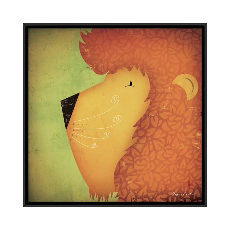 «Menoher Lion Wow», art encadré, H 18 po x l 18 po x P 1,5 po, Toile avec cadre noir