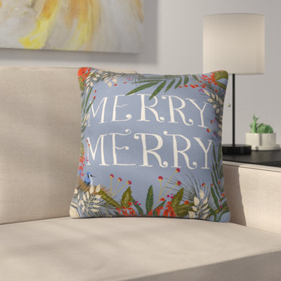 Joy Laforme Christmas Merry Merry Wreath Throw Pillow