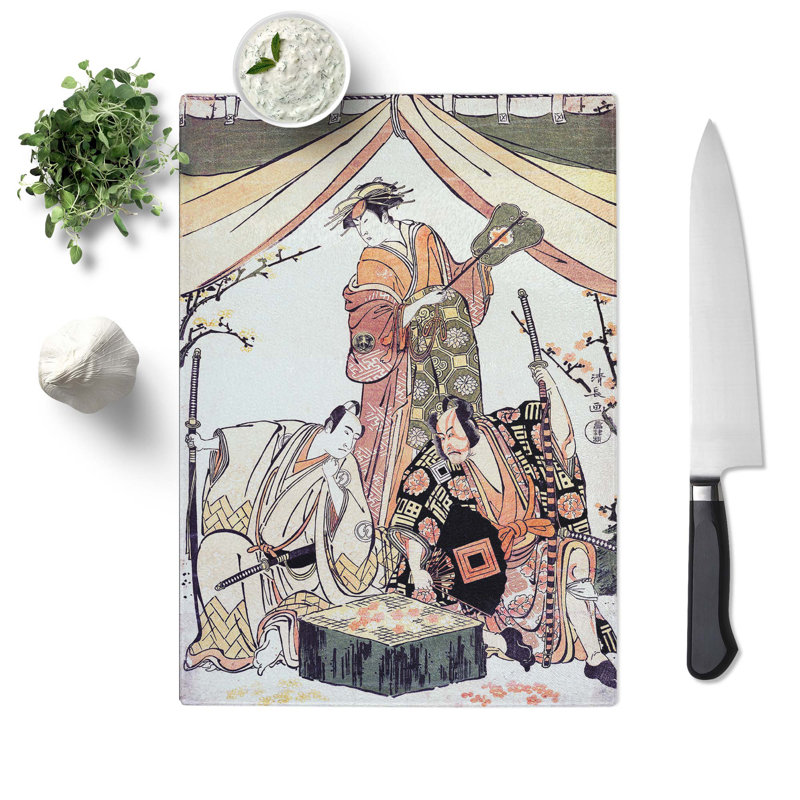 Tempered Glass Oakinai Hiru-Ga-Koshima by Torii Kiyonaga Chopping Board, 28.5 cm x 39 cm