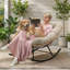 Fauteuil à bascule Carlynne Moon avec coussin capitonné de 18 cm, structure en métal recouvert de corde et capacité de charge de 181 kg-170627080-184900442