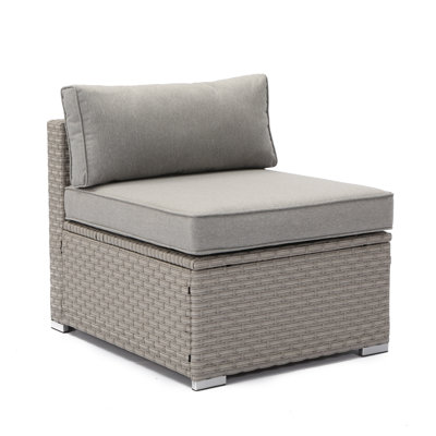 Fauteuil sans accoudoirs pour paniers d’extérieur, ensemble de canapé modulaire avec coussins décoratifs, 1 coussins décoratifs gris, 1 coussin floral Stager