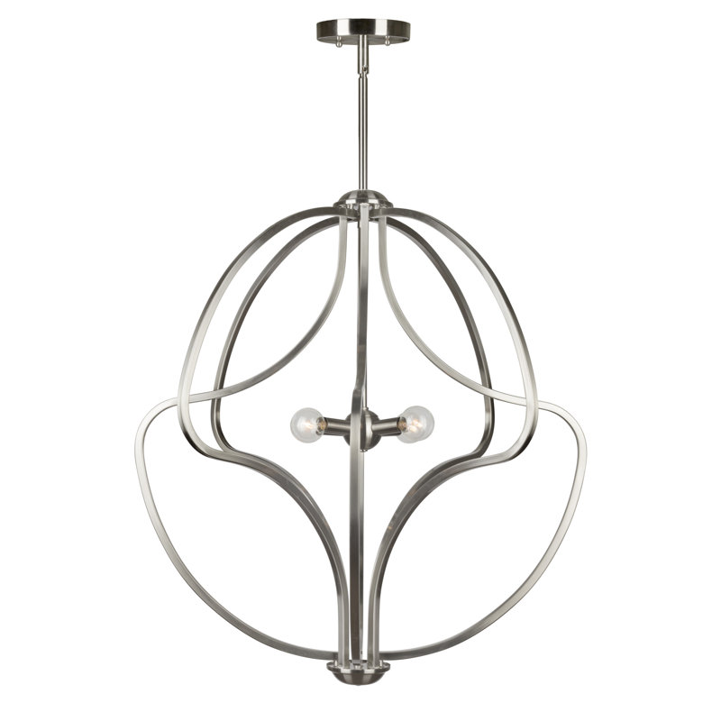 Lustre géométrique à un état/unique 4 lumières Adah, Nickel brossé