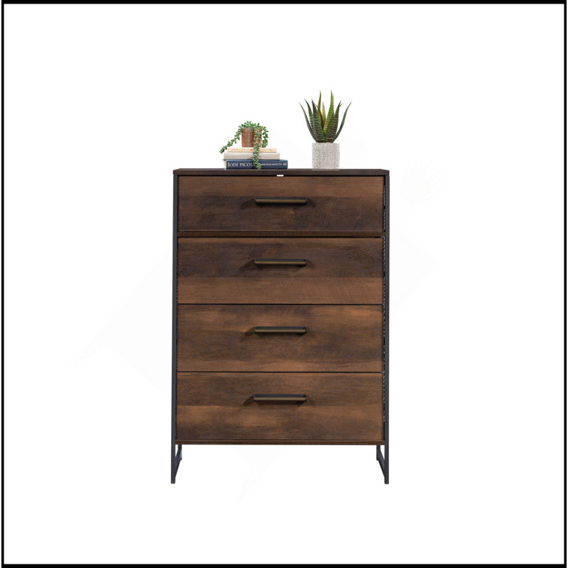 Commode 4 tiroirs, finition brune