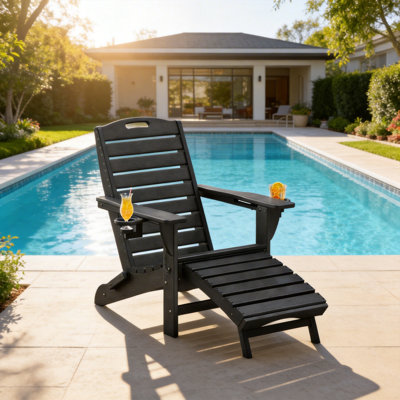 HDPE Adirondack Foldable Chair with Retractable Ottoman