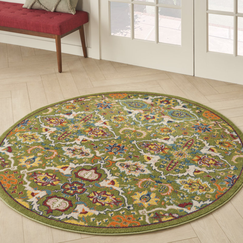 Weylyn Floral Indoor Rug, Round 4'
