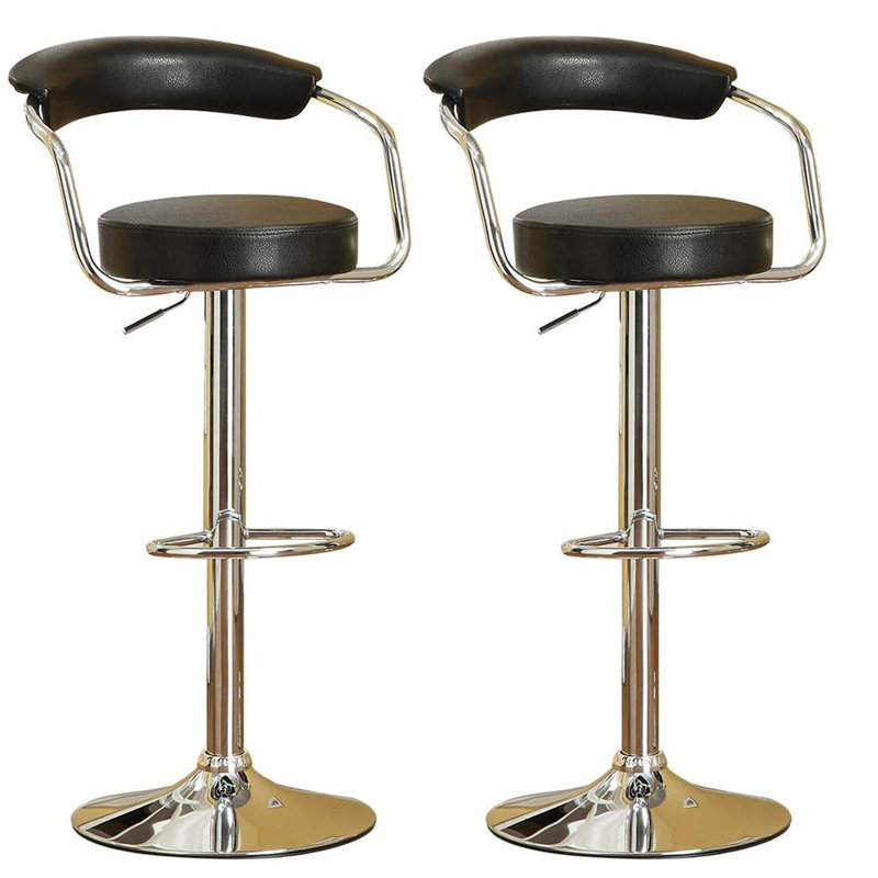 Eric Swivel Upholstered Adjustable Height Counter Stool with Metal Frame, Black