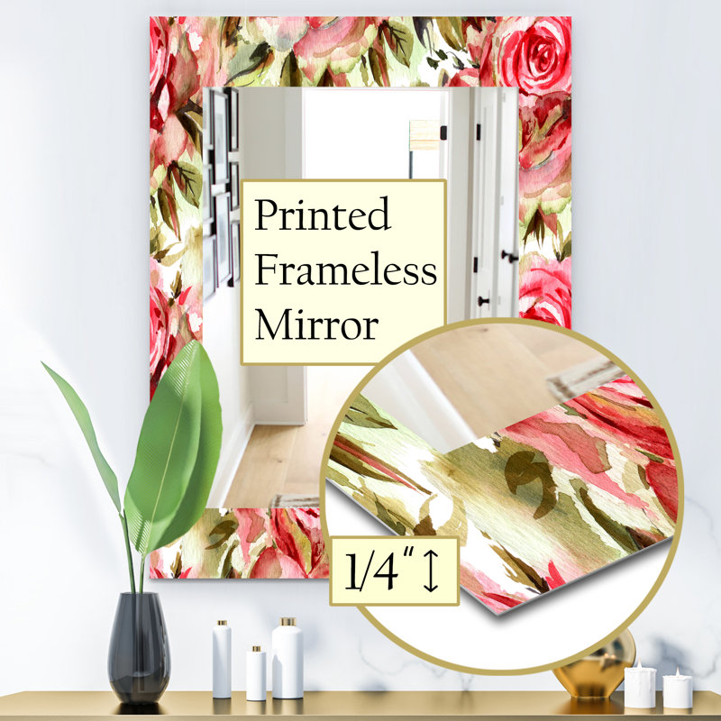 Miroir décoratif traditionnel fleur, H 39,4 po x l 29,5 po