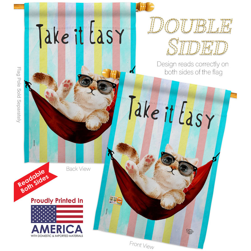 Drapeau de jardin en polyester 18,5 x 13 po Take It Easy