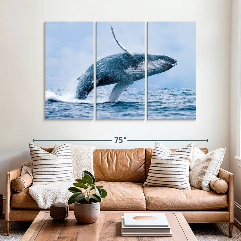 Brampt Leaping Humpback Whale, 42" H x 65" W