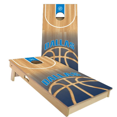 Dallas Basketball Cornhole Board Set | Includes (2) Boards, (8) Bags & Optional Accessories