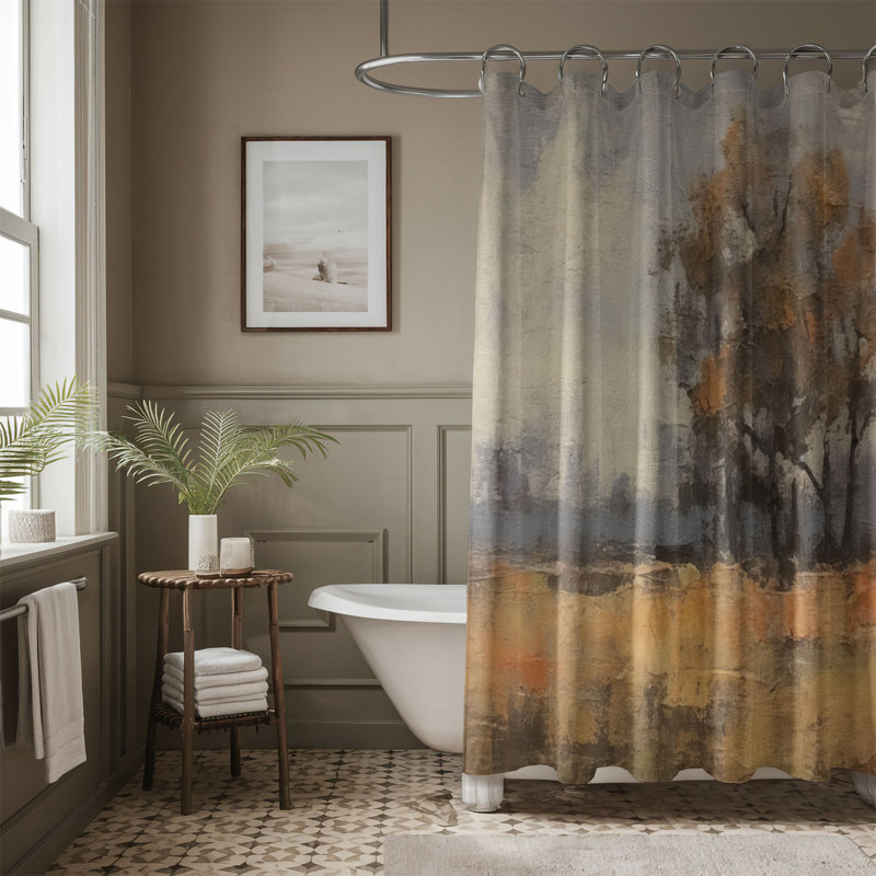 Rideau de douche à motif abstrait Fotula, H 74 po x l 71 po