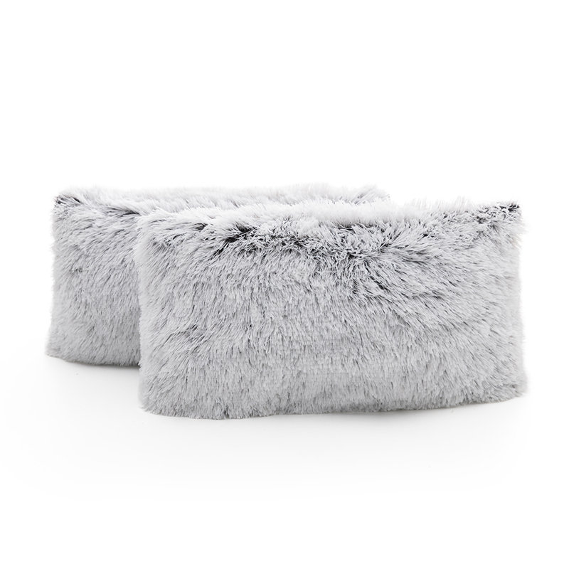 Housses de coussin à poils longs Cheer Collection, Bleu foncé, Housse de coussin seulement - sans insert, 14 x 20