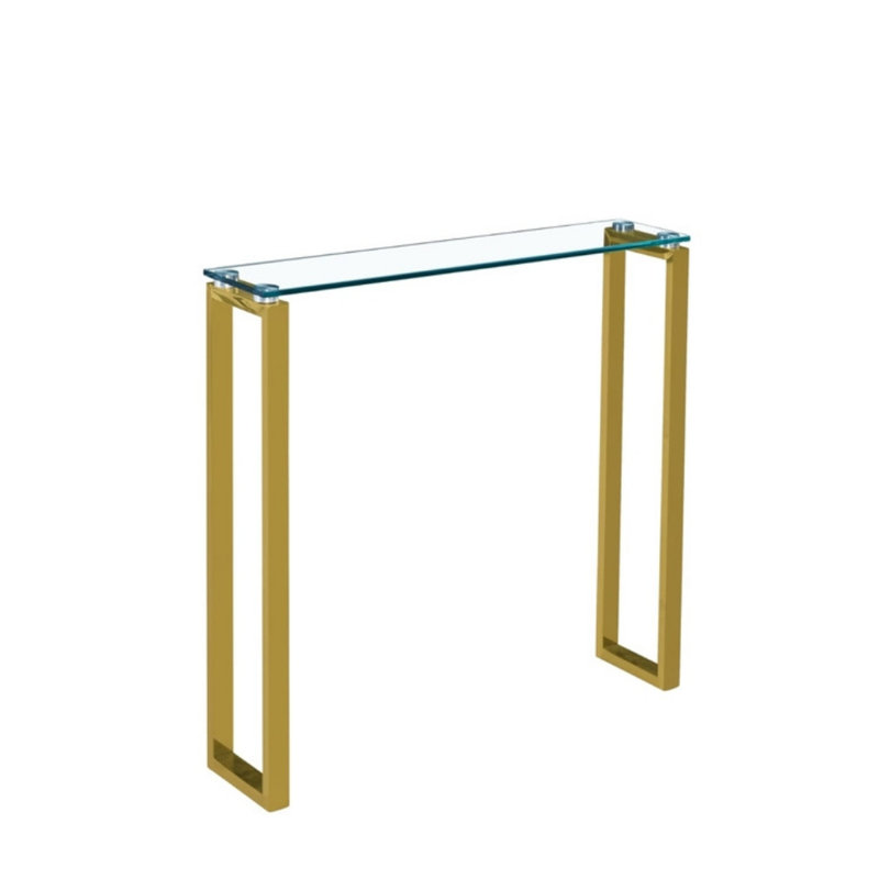 Lenita 30'' Glass Top Console Table, Gold, 30" H X 30" X 8" D