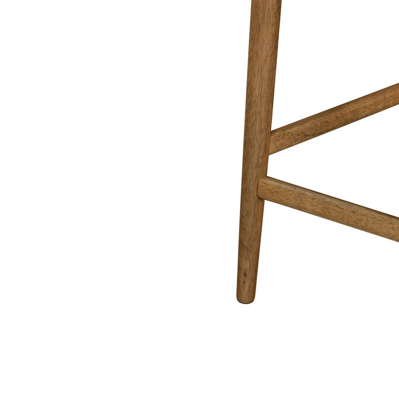 Massillon Modern Urban Rubberwood Upholstered Counter Stool with Woven Backrest, 4, Charcoal Seat/Black Rope and Walnut Frame