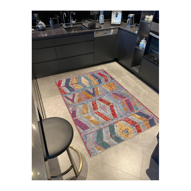 Tapis décoratif en forme de croix multicolore, Rectangle 3 pi 3 po x 4 pi 11 po