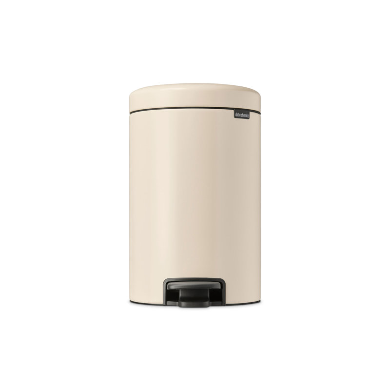 NewIcon Pedal Step On Trash Can, Beige, 12 L